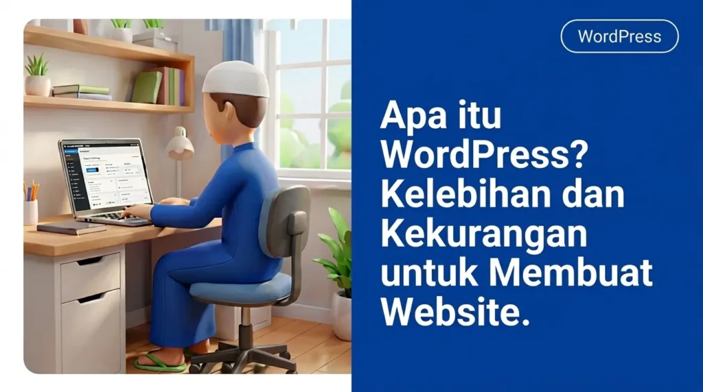 Laki Laki muslim sedang buat website dengan wordpress