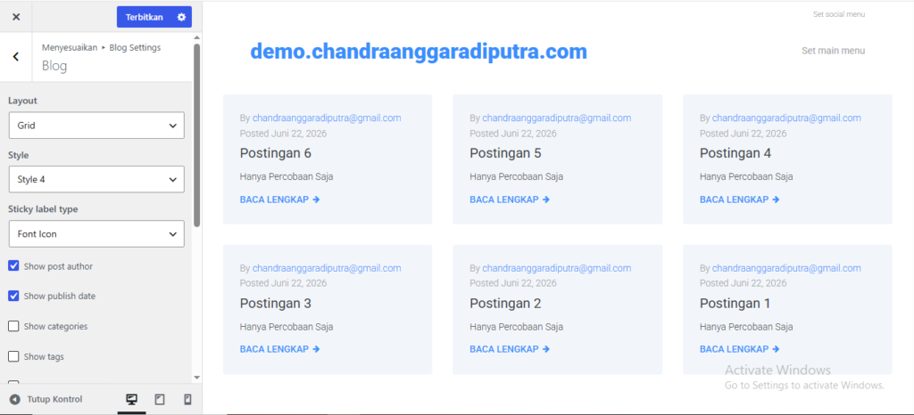 atur layout blog settings kava