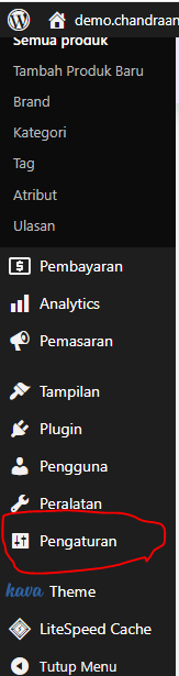 menu pengaturan wordpress