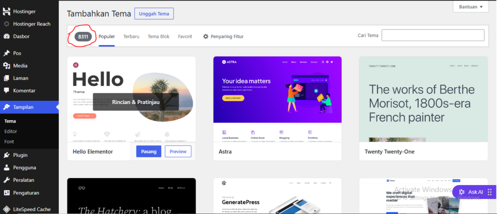 review halaman tema website wordpress
